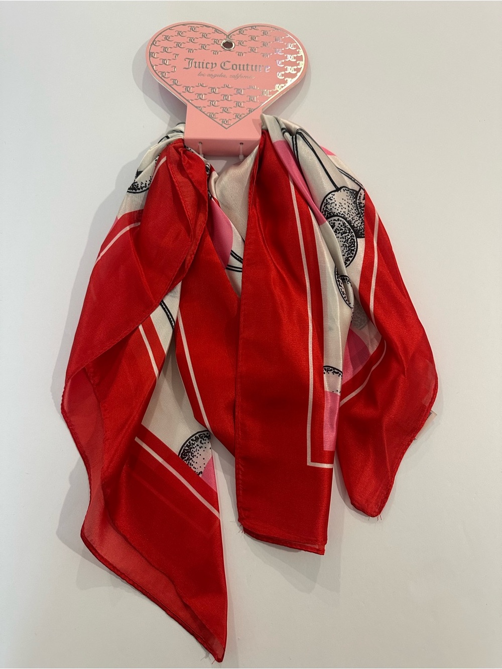 Juicy Couture Cherry Scarf Red, Cream & Pink